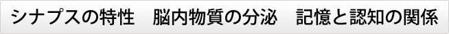 シナプスの特性　脳内物質の分泌　記憶と認知の関係