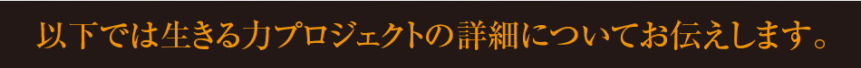 以下では生きる力プロジェクトの詳細についてお伝えします。