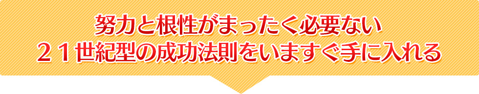 努力と根性がまったく必要ない２１世紀型の成功法則をいますぐ手に入れる